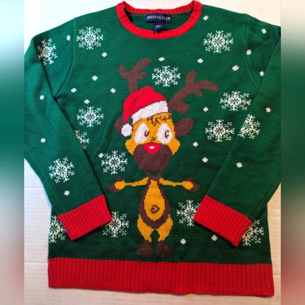 Men's Reindeer Christmas Ugly Sweater Size Medium